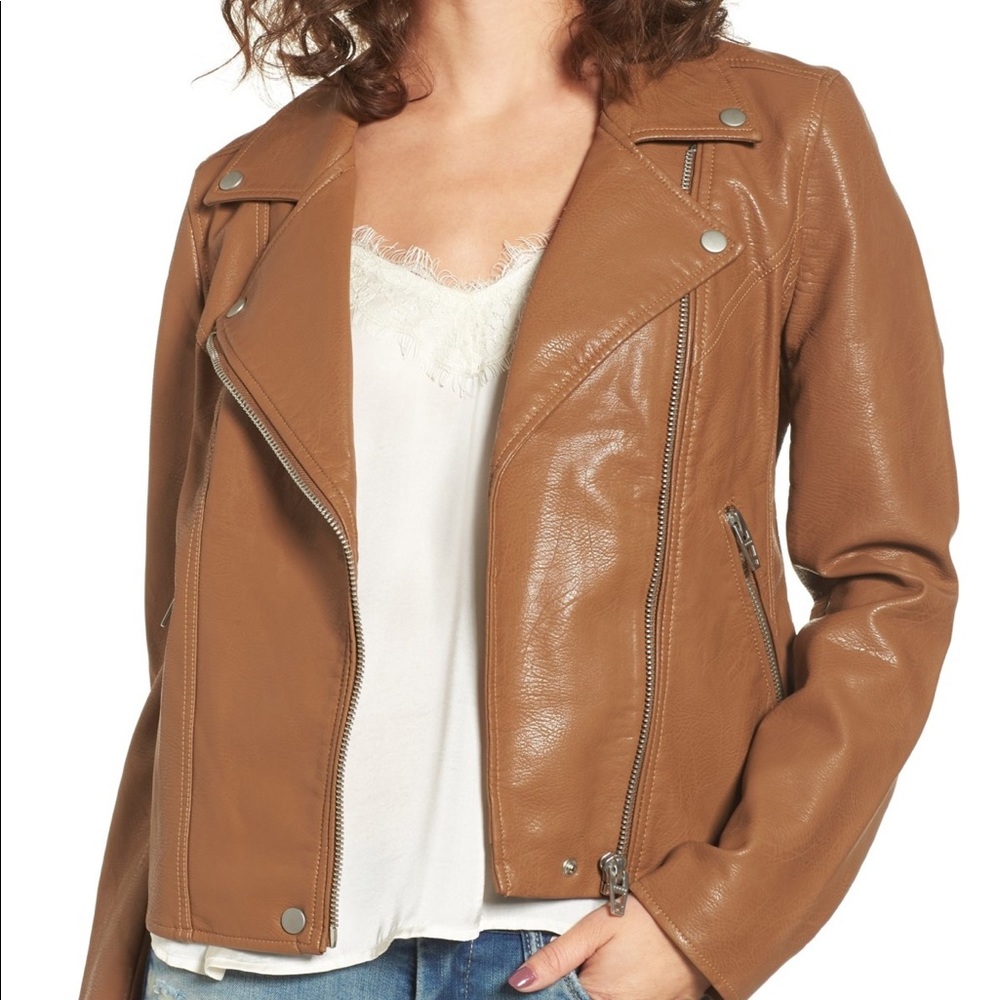 Blank NYC Cognac Faux Leather Jacket